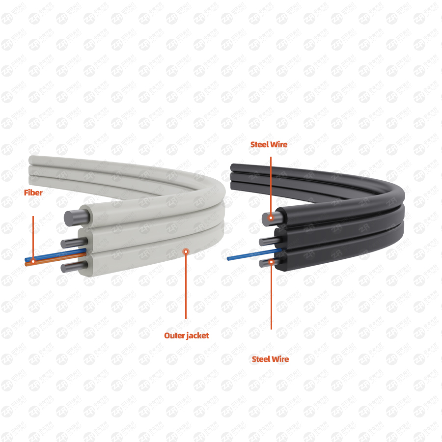 outdoor aerial flat fiber cable